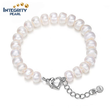 Simple Design 8-9mm AAA Button Round Freshwater New Design Pearl Bracelet